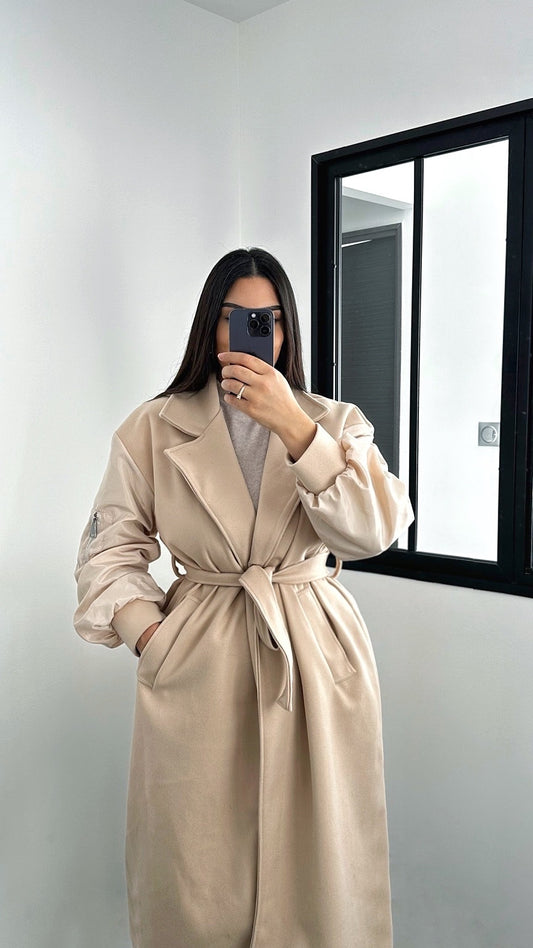 Beige Bomber Coat