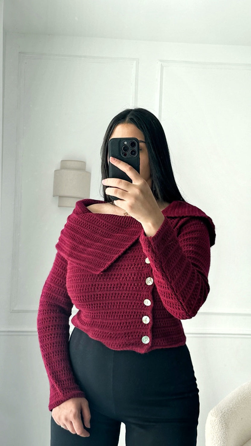 Pull grosse maille Bordeaux