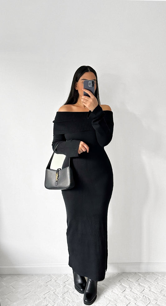 Long off-the-shoulder dress