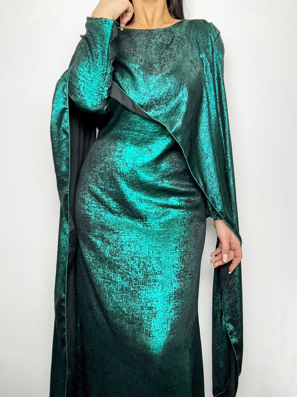 Robe scintillante voilage verte