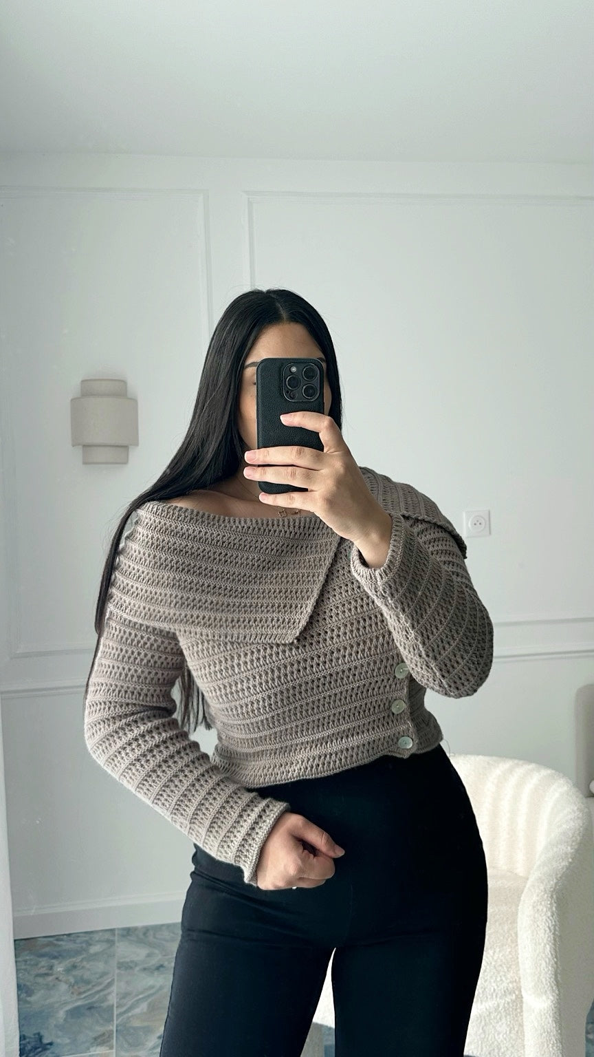 Pull grosse maille Taupe