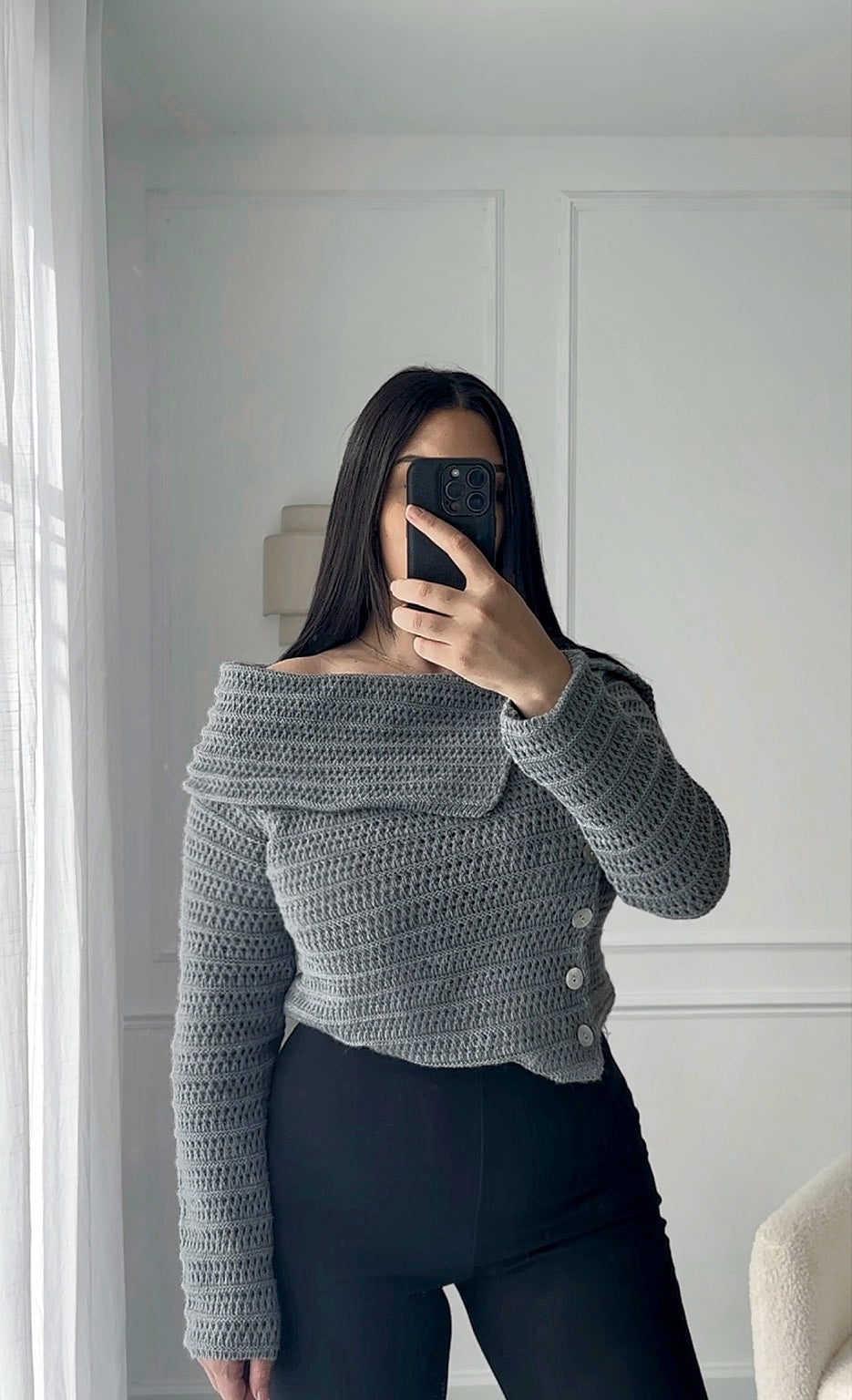 Pull grosse maille Gris