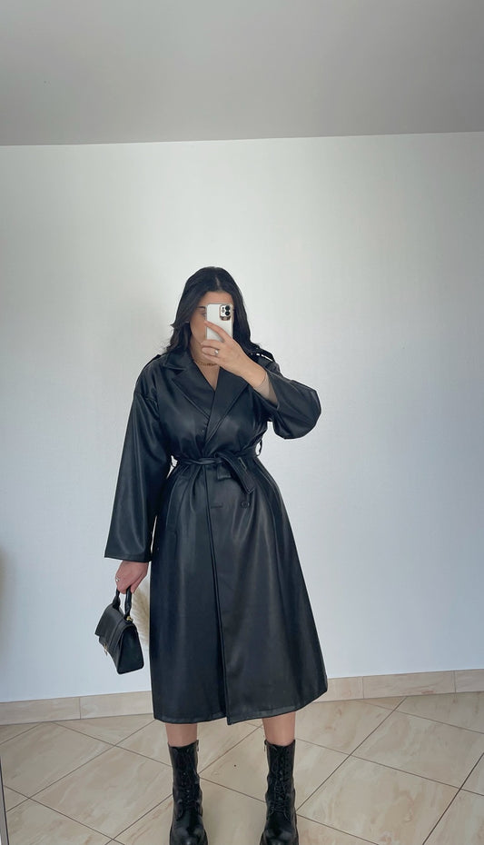 Black Faux Trench