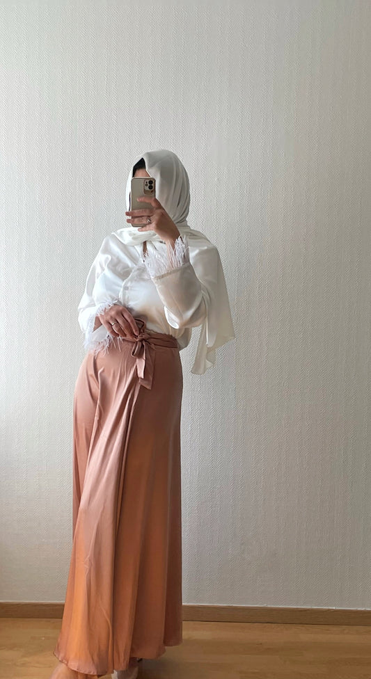 Long satin skirt