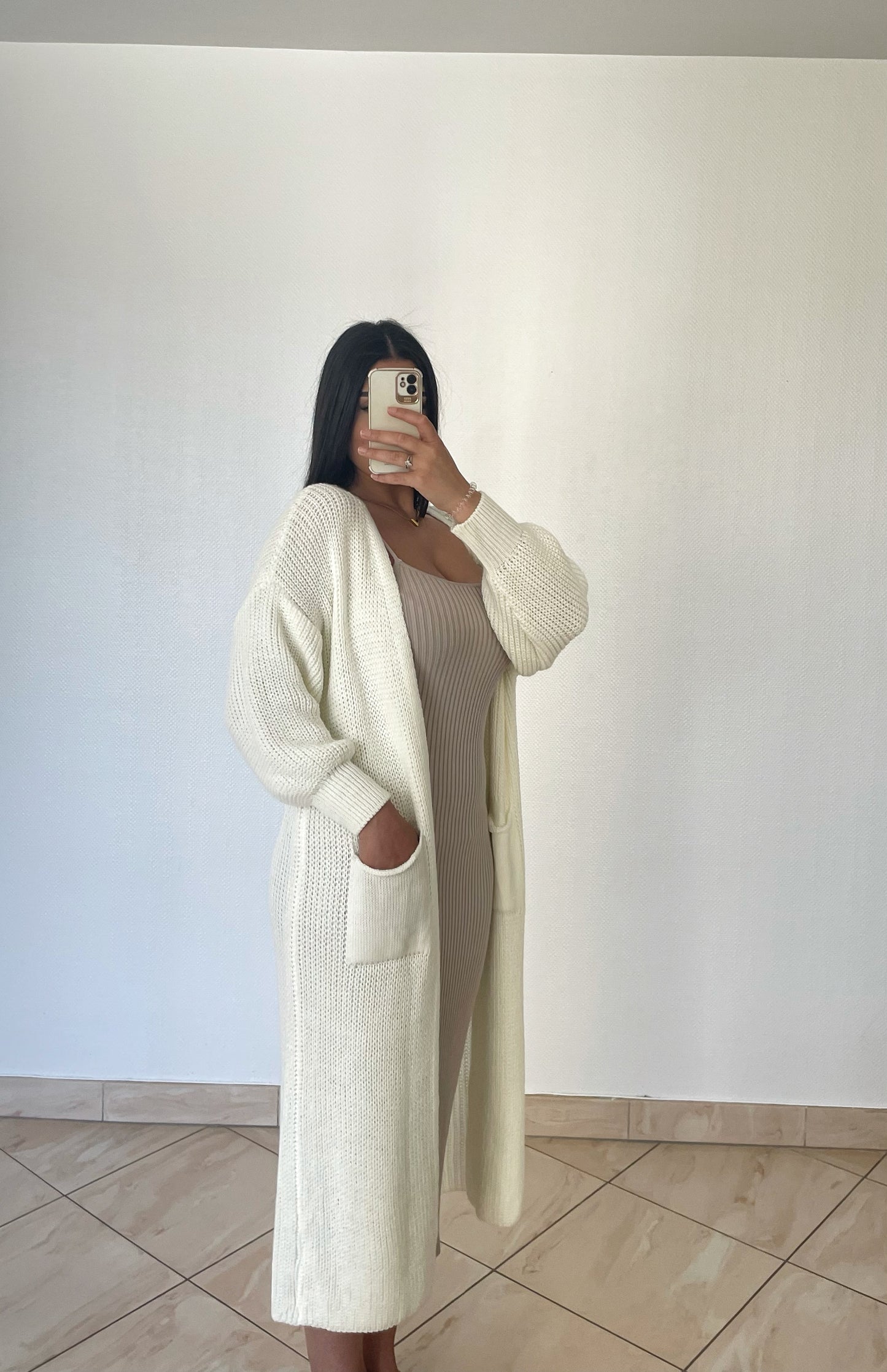 Long Cardigan blanc